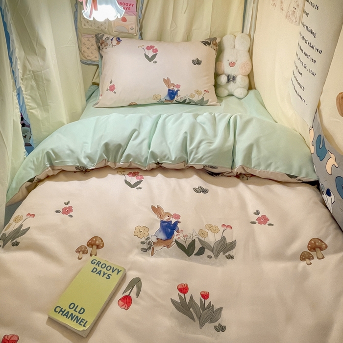 91家纺网 家纺一手货源 找家纺 （总）爱彼家纺 2025新款卡通印花水洗棉学生宿舍三件套上下铺三件套