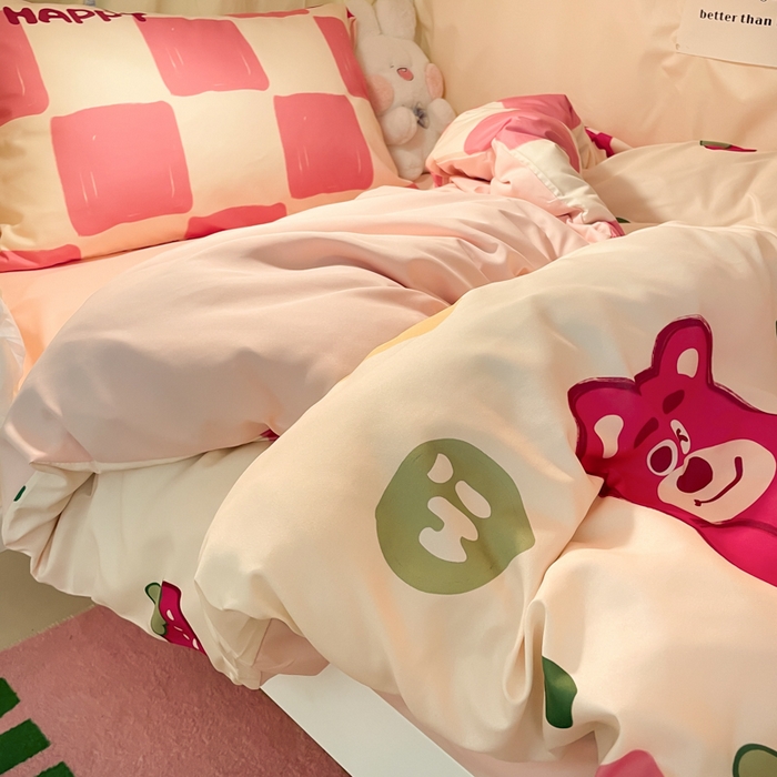 91家纺网 家纺一手货源 找家纺 （总）爱彼家纺 2025新款卡通印花水洗棉学生宿舍三件套上下铺三件套