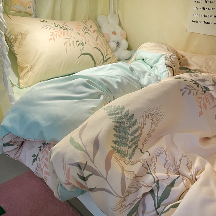 91家纺网 家纺一手货源 找家纺 爱彼家纺 2025新款卡通印花水洗棉学生宿舍三件套上下铺三件套 遇仙草