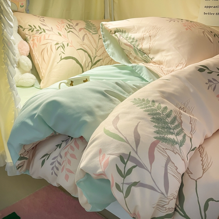 91家纺网 家纺一手货源 找家纺 爱彼家纺 2025新款卡通印花水洗棉学生宿舍三件套上下铺三件套 遇仙草