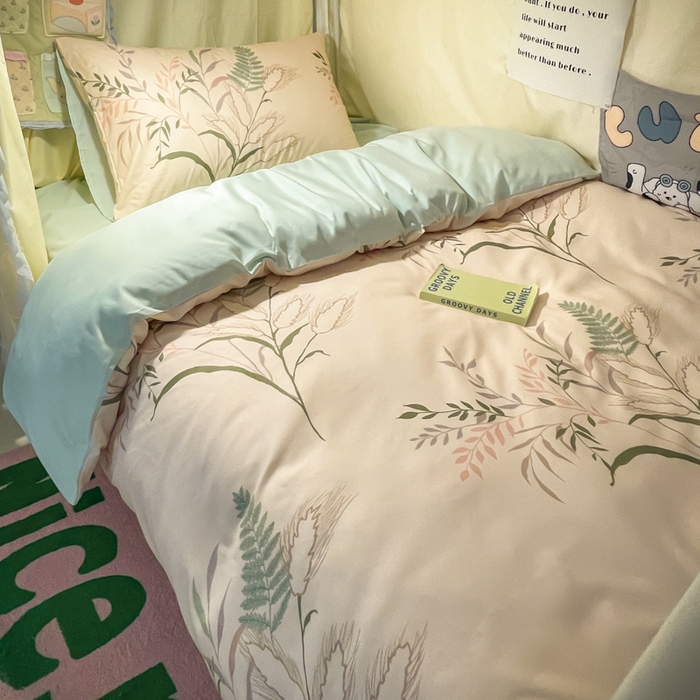 91家纺网 家纺一手货源 找家纺 爱彼家纺 2025新款卡通印花水洗棉学生宿舍三件套上下铺三件套 遇仙草