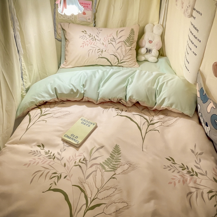 爱彼家纺 2025新款卡通印花水洗棉学生宿舍三件套上下铺三件套 遇仙草