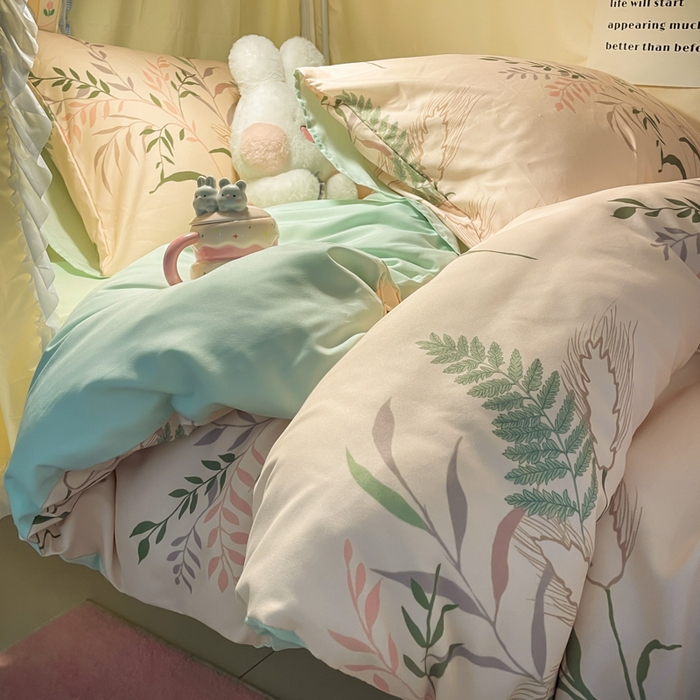 91家纺网 家纺一手货源 找家纺 爱彼家纺 2025新款卡通印花水洗棉学生宿舍三件套上下铺三件套 遇仙草