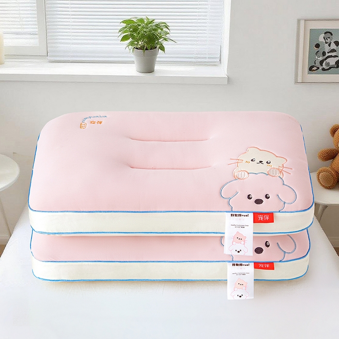 91家纺网 家纺一手货源 找家纺 织布人 2025新款枕芯A类裸感宠伴卡通幼儿园儿童枕头学生宿舍枕头枕芯 A类宠伴卡通枕-粉色 30x50cm/只