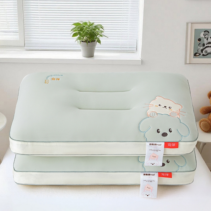 91家纺网 家纺一手货源 找家纺 织布人 2025新款枕芯A类裸感宠伴卡通幼儿园儿童枕头学生宿舍枕头枕芯 A类宠伴卡通枕-灰色 40x60cm/对