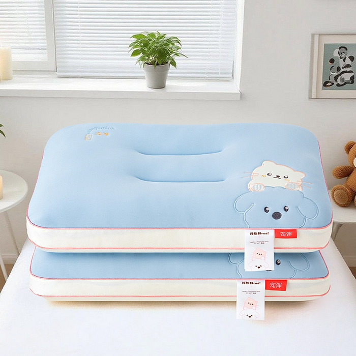 91家纺网 家纺一手货源 找家纺 织布人 2025新款枕芯A类裸感宠伴卡通幼儿园儿童枕头学生宿舍枕头枕芯 A类宠伴卡通枕-天蓝 40x60cm/对