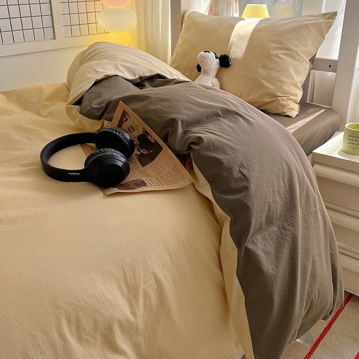 91家纺网 家纺一手货源 找家纺 爱彼家纺 2025新款40支全棉纯棉学生宿舍上下铺三件套-风格1 米驼摩卡