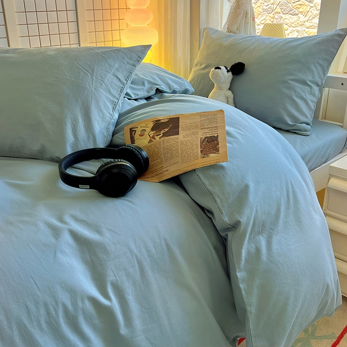 91家纺网 家纺一手货源 找家纺 爱彼家纺 2025新款40支全棉纯棉学生宿舍上下铺三件套-风格2 湖蓝