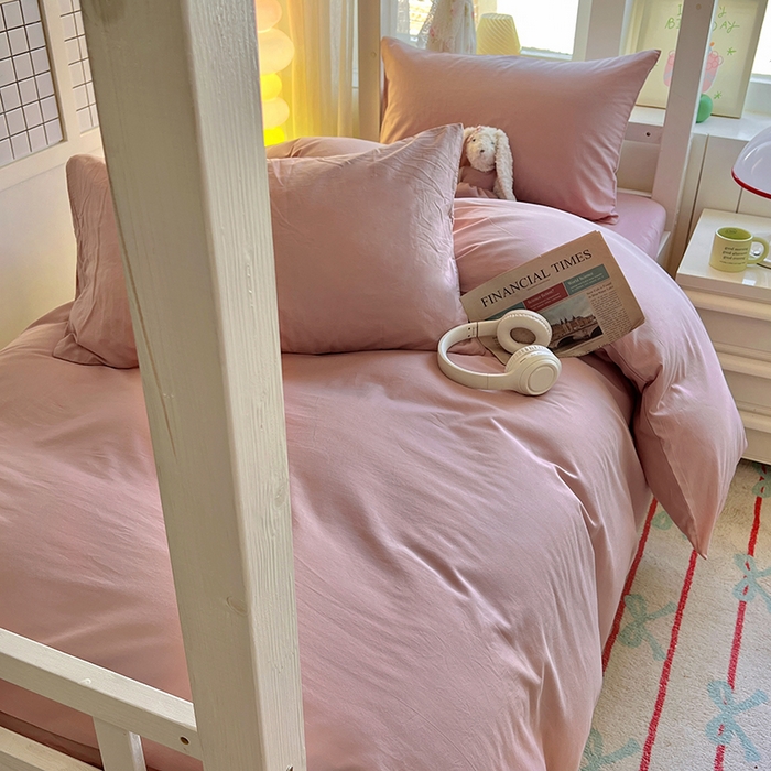 91家纺网 家纺一手货源 找家纺 爱彼家纺 2025新款40支全棉纯棉学生宿舍上下铺三件套-风格2 浅豆沙