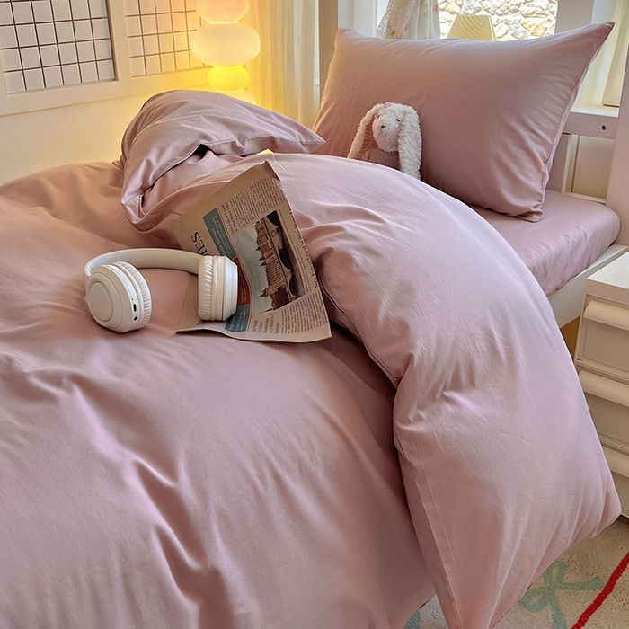 91家纺网 家纺一手货源 找家纺 爱彼家纺 2025新款40支全棉纯棉学生宿舍上下铺三件套-风格2 浅豆沙