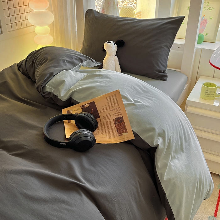 91家纺网 家纺一手货源 找家纺 爱彼家纺 2025新款40支全棉纯棉学生宿舍上下铺三件套-风格2 石墨灰气质灰