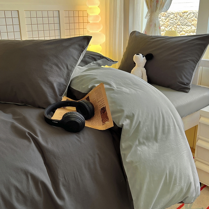 91家纺网 家纺一手货源 找家纺 爱彼家纺 2025新款40支全棉纯棉学生宿舍上下铺三件套-风格2 石墨灰气质灰