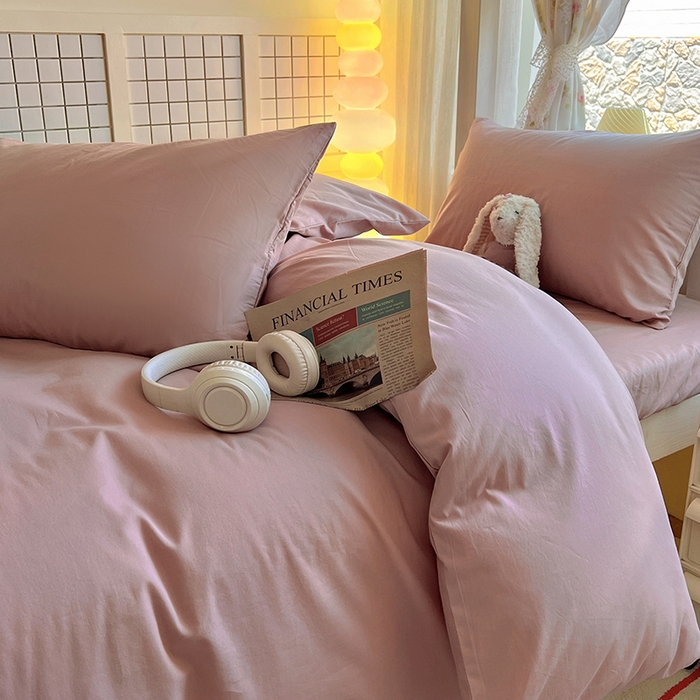 91家纺网 家纺一手货源 找家纺 爱彼家纺 2025新款40支全棉纯棉学生宿舍上下铺三件套-风格1 浅豆沙