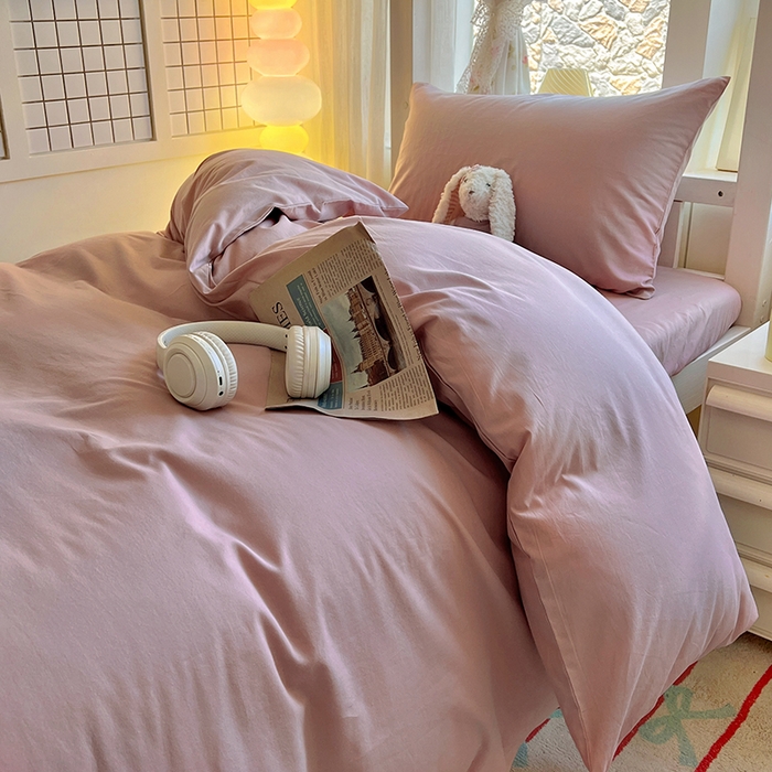 91家纺网 家纺一手货源 找家纺 爱彼家纺 2025新款40支全棉纯棉学生宿舍上下铺三件套-风格1 浅豆沙