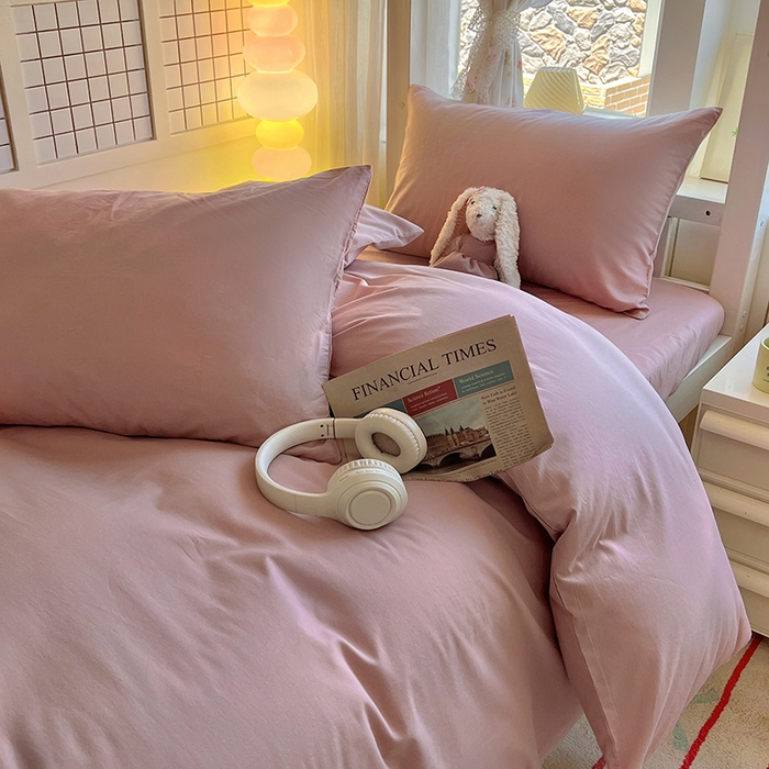 91家纺网 家纺一手货源 找家纺 爱彼家纺 2025新款40支全棉纯棉学生宿舍上下铺三件套-风格2 浅豆沙