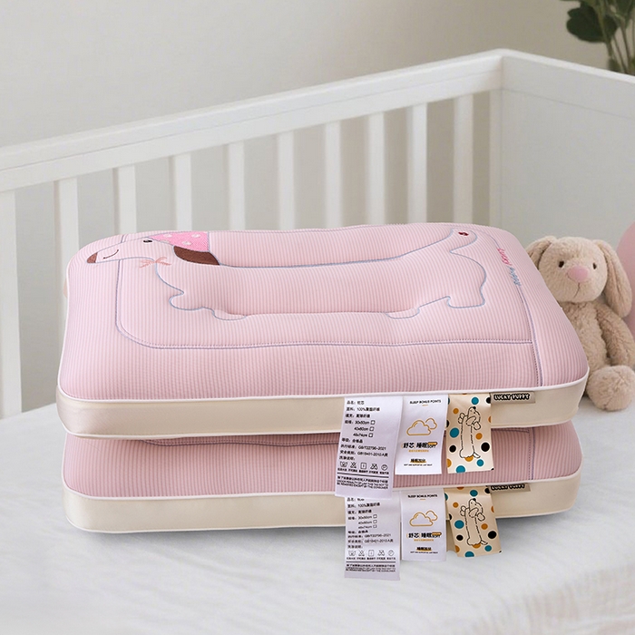 91家纺网 家纺一手货源 找家纺 织布人 2025新款枕芯A类亲肤腊肠狗卡通幼儿园儿童枕学生宿舍枕头枕芯 A类腊肠狗卡通枕-粉色 30x50cm/只