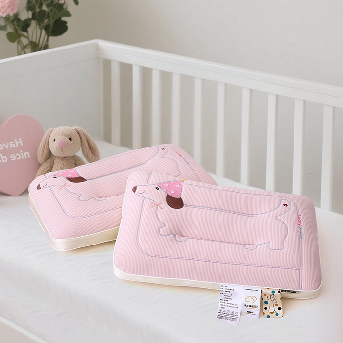 91家纺网 家纺一手货源 找家纺 织布人 2025新款枕芯A类亲肤腊肠狗卡通幼儿园儿童枕学生宿舍枕头枕芯 A类腊肠狗卡通枕-粉色 30x50cm/只