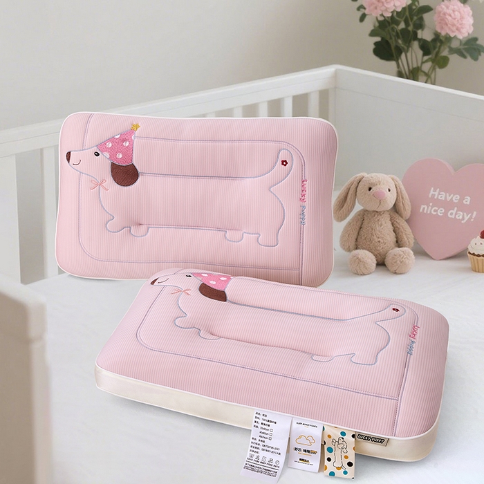 91家纺网 家纺一手货源 找家纺 织布人 2025新款枕芯A类亲肤腊肠狗卡通幼儿园儿童枕学生宿舍枕头枕芯 A类腊肠狗卡通枕-粉色 40x60cm/只