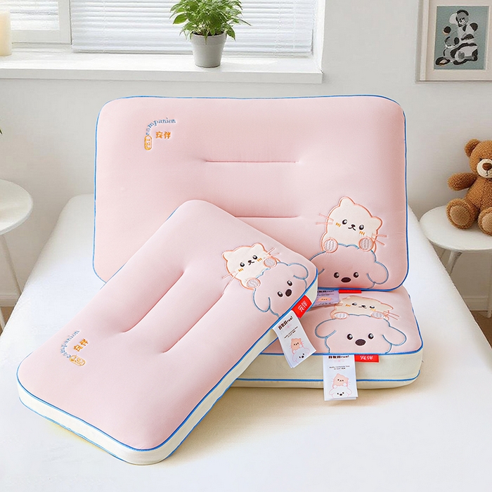 91家纺网 家纺一手货源 找家纺 织布人 2025新款枕芯A类裸感宠伴卡通幼儿园儿童枕头学生宿舍枕头枕芯 A类宠伴卡通枕-粉色 40x60cm/只