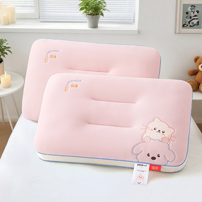 91家纺网 家纺一手货源 找家纺 织布人 2025新款枕芯A类裸感宠伴卡通幼儿园儿童枕头学生宿舍枕头枕芯 A类宠伴卡通枕-粉色 40x60cm/只