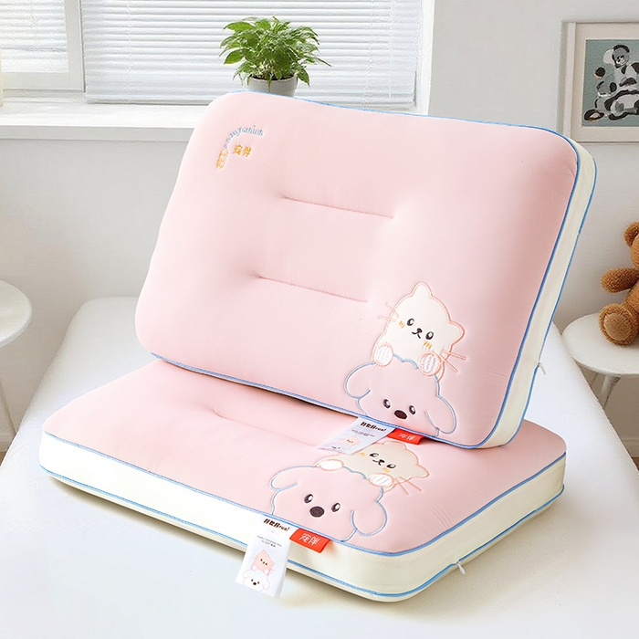 91家纺网 家纺一手货源 找家纺 织布人 2025新款枕芯A类裸感宠伴卡通幼儿园儿童枕头学生宿舍枕头枕芯 A类宠伴卡通枕-粉色 40x60cm/只