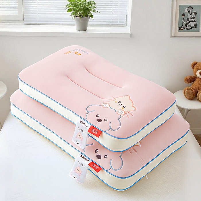 91家纺网 家纺一手货源 找家纺 织布人 2025新款枕芯A类裸感宠伴卡通幼儿园儿童枕头学生宿舍枕头枕芯 A类宠伴卡通枕-粉色 40x60cm/只