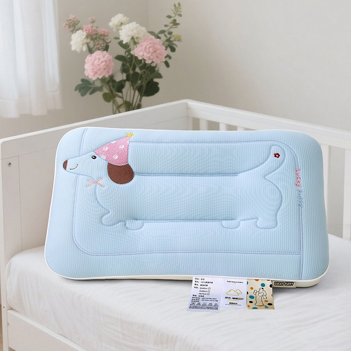 91家纺网 家纺一手货源 找家纺 织布人 2025新款枕芯A类亲肤腊肠狗卡通幼儿园儿童枕学生宿舍枕头枕芯 A类腊肠狗卡通枕-天蓝 40x60cm/只