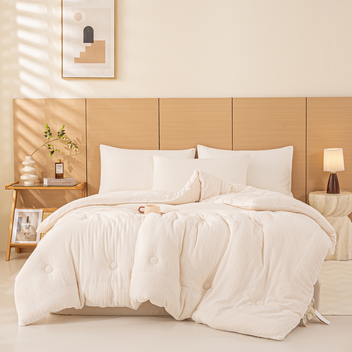 91家纺网 家纺一手货源 找家纺 憨豆家纺 2026新款全棉纯棉提花大豆被纯棉春秋被冬被子被芯（含买家秀） 云柔白