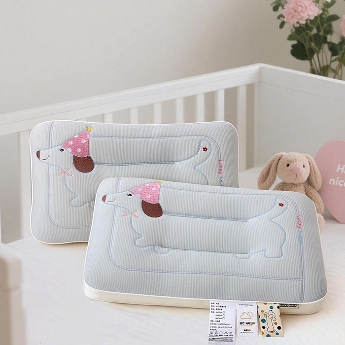 91家纺网 家纺一手货源 找家纺 织布人 2025新款枕芯A类亲肤腊肠狗卡通幼儿园儿童枕学生宿舍枕头枕芯 A类腊肠狗卡通枕-灰色 30x50cm/对