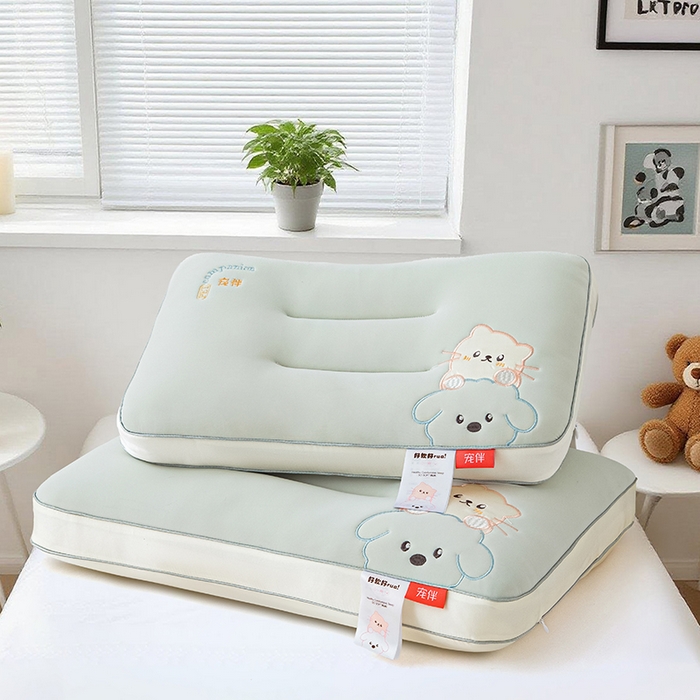 91家纺网 家纺一手货源 找家纺 织布人 2025新款枕芯A类裸感宠伴卡通幼儿园儿童枕头学生宿舍枕头枕芯 A类宠伴卡通枕-灰色 40x60cm/只