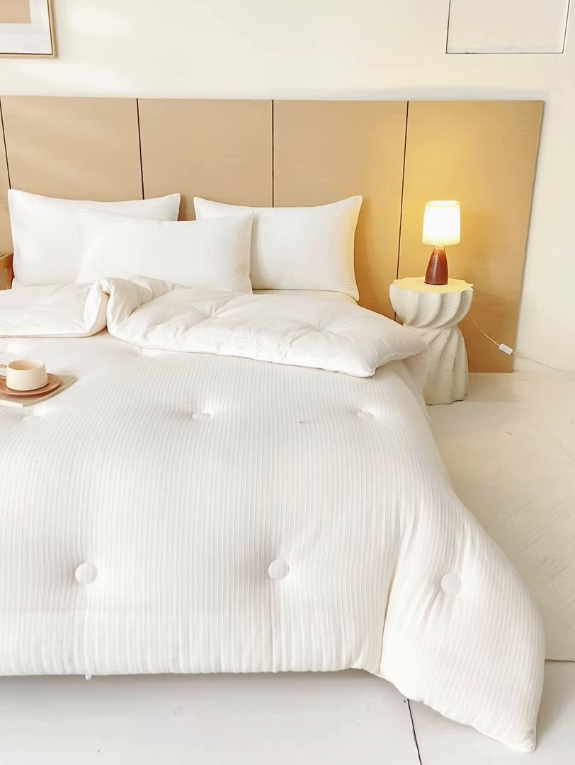 91家纺网 家纺一手货源 找家纺 憨豆家纺 2026新款全棉纯棉提花大豆被纯棉春秋被冬被子被芯（含买家秀） 云柔白