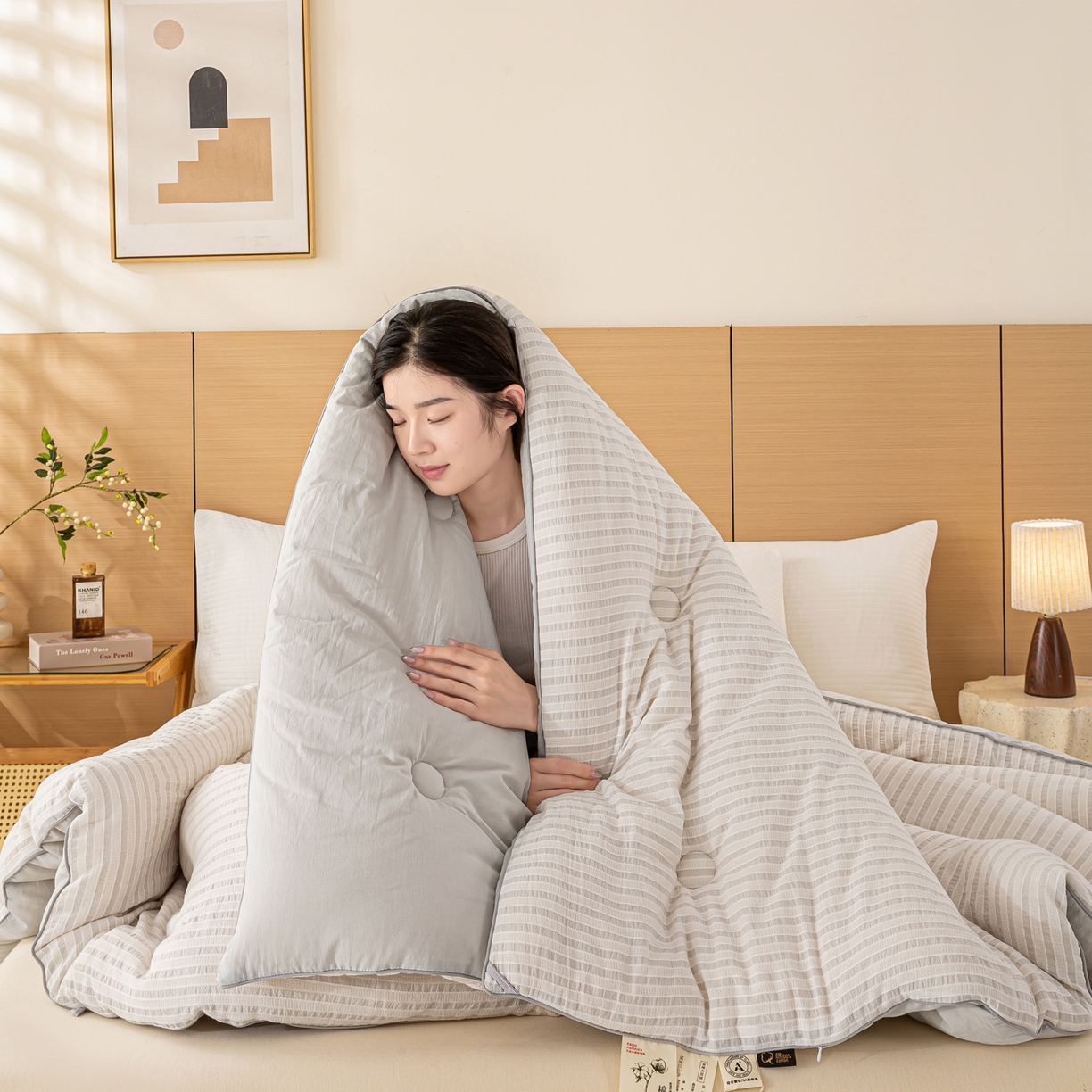 91家纺网 家纺一手货源 找家纺 憨豆家纺 2026新款全棉纯棉提花大豆被纯棉春秋被冬被子被芯（含买家秀） 云柔灰