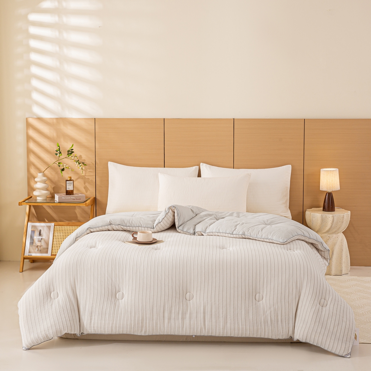 91家纺网 家纺一手货源 找家纺 憨豆家纺 2026新款全棉纯棉提花大豆被纯棉春秋被冬被子被芯（含买家秀） 云柔灰