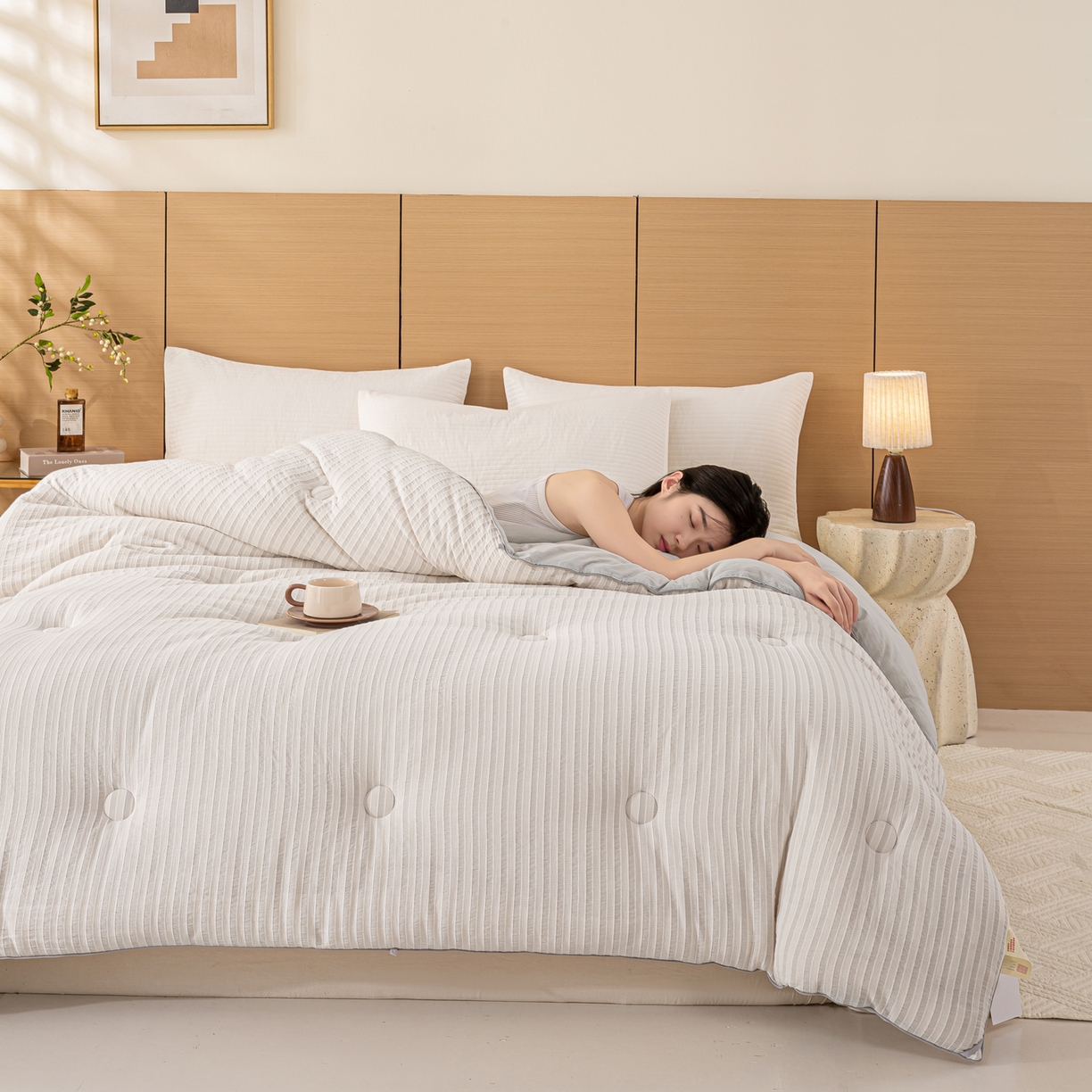 91家纺网 家纺一手货源 找家纺 憨豆家纺 2026新款全棉纯棉提花大豆被纯棉春秋被冬被子被芯（含买家秀） 云柔灰