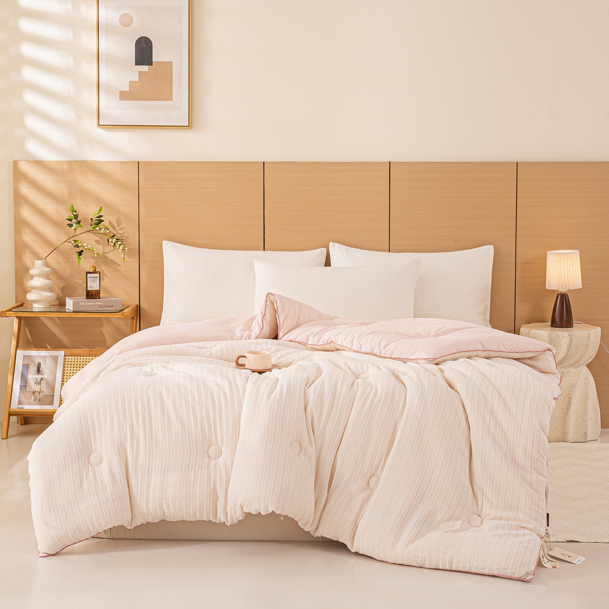 91家纺网 家纺一手货源 找家纺 憨豆家纺 2026新款全棉纯棉提花大豆被纯棉春秋被冬被子被芯（含买家秀） 云柔粉