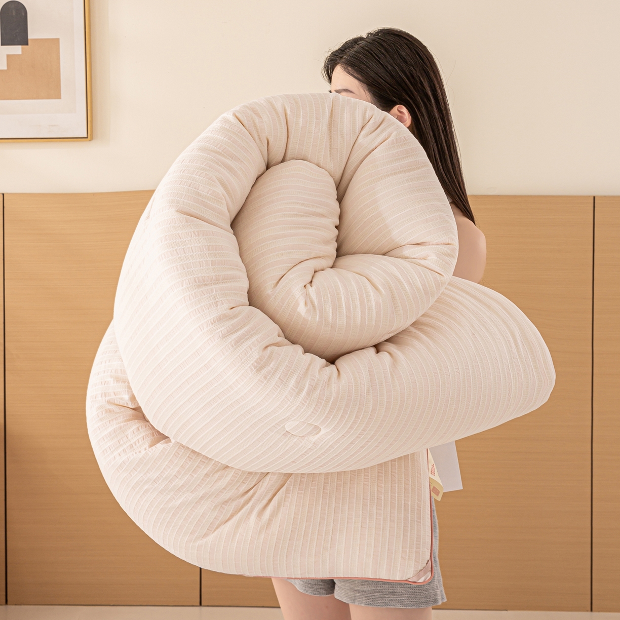 91家纺网 家纺一手货源 找家纺 憨豆家纺 2026新款全棉纯棉提花大豆被纯棉春秋被冬被子被芯（含买家秀） 云柔粉