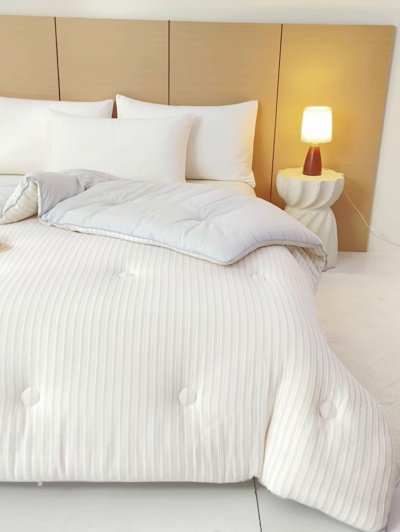 91家纺网 家纺一手货源 找家纺 憨豆家纺 2026新款全棉纯棉提花大豆被纯棉春秋被冬被子被芯（含买家秀） 云柔灰