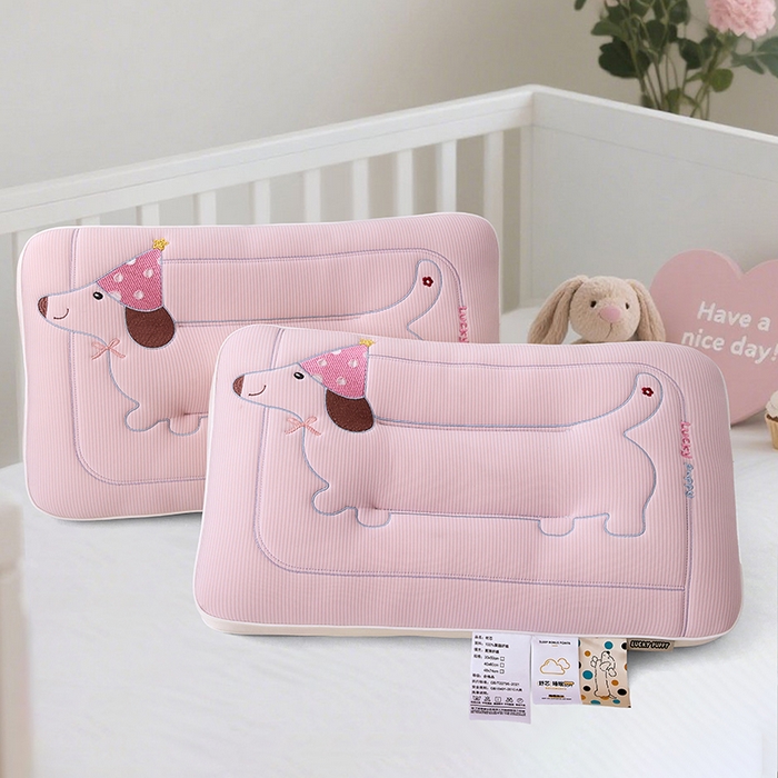 91家纺网 家纺一手货源 找家纺 织布人 2025新款枕芯A类亲肤腊肠狗卡通幼儿园儿童枕学生宿舍枕头枕芯 A类腊肠狗卡通枕-粉色 40x60cm/对