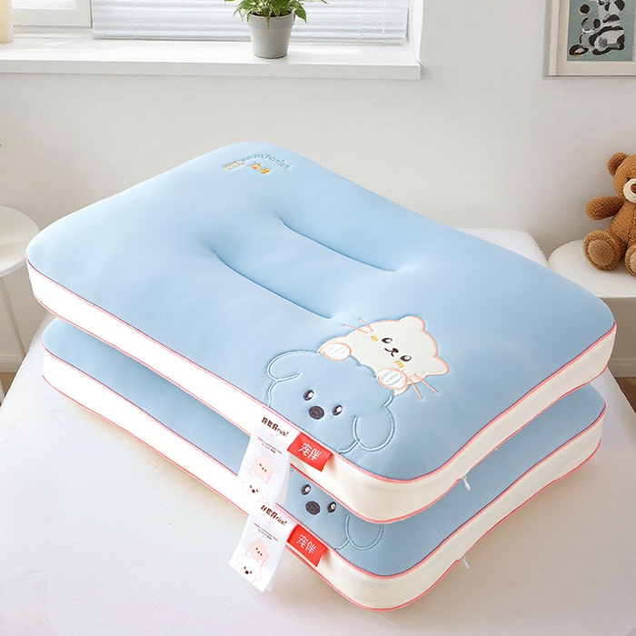 91家纺网 家纺一手货源 找家纺 织布人 2025新款枕芯A类裸感宠伴卡通幼儿园儿童枕头学生宿舍枕头枕芯 A类宠伴卡通枕-天蓝 40x60cm/只