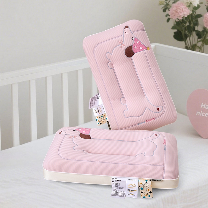 91家纺网 家纺一手货源 找家纺 织布人 2025新款枕芯A类亲肤腊肠狗卡通幼儿园儿童枕学生宿舍枕头枕芯 A类腊肠狗卡通枕-粉色 40x60cm/对