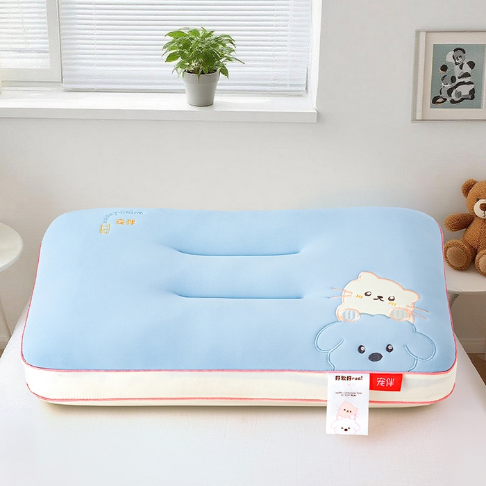 91家纺网 家纺一手货源 找家纺 织布人 2025新款枕芯A类裸感宠伴卡通幼儿园儿童枕头学生宿舍枕头枕芯 A类宠伴卡通枕-天蓝 40x60cm/只