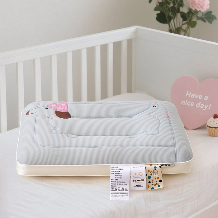 91家纺网 家纺一手货源 找家纺 织布人 2025新款枕芯A类亲肤腊肠狗卡通幼儿园儿童枕学生宿舍枕头枕芯 A类腊肠狗卡通枕-灰色 40x60cm/对