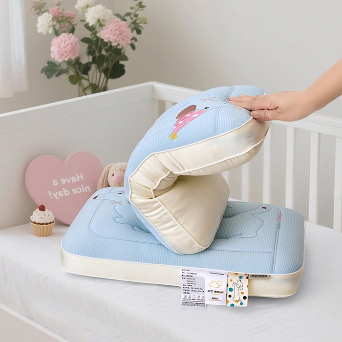 91家纺网 家纺一手货源 找家纺 织布人 2025新款枕芯A类亲肤腊肠狗卡通幼儿园儿童枕学生宿舍枕头枕芯 A类腊肠狗卡通枕-天蓝 40x60cm/对