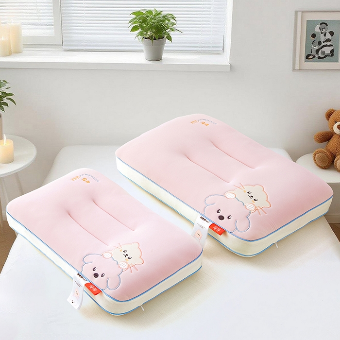 91家纺网 家纺一手货源 找家纺 织布人 2025新款枕芯A类裸感宠伴卡通幼儿园儿童枕头学生宿舍枕头枕芯 A类宠伴卡通枕-粉色 30x50cm/对