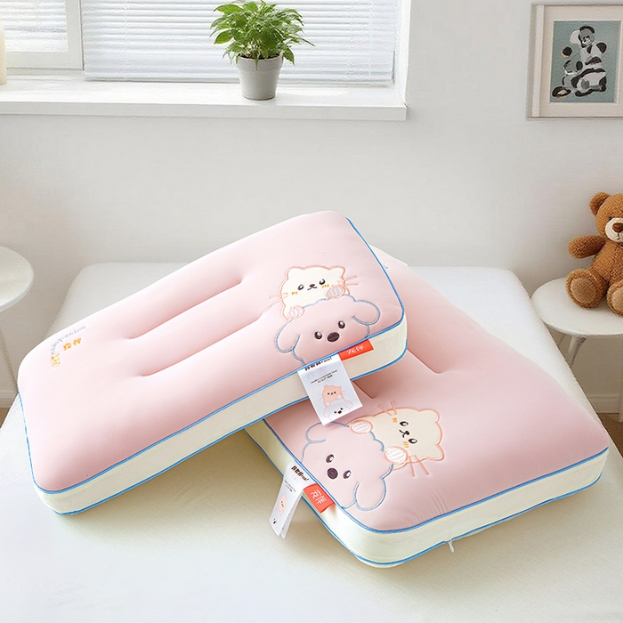 91家纺网 家纺一手货源 找家纺 织布人 2025新款枕芯A类裸感宠伴卡通幼儿园儿童枕头学生宿舍枕头枕芯 A类宠伴卡通枕-粉色 30x50cm/对