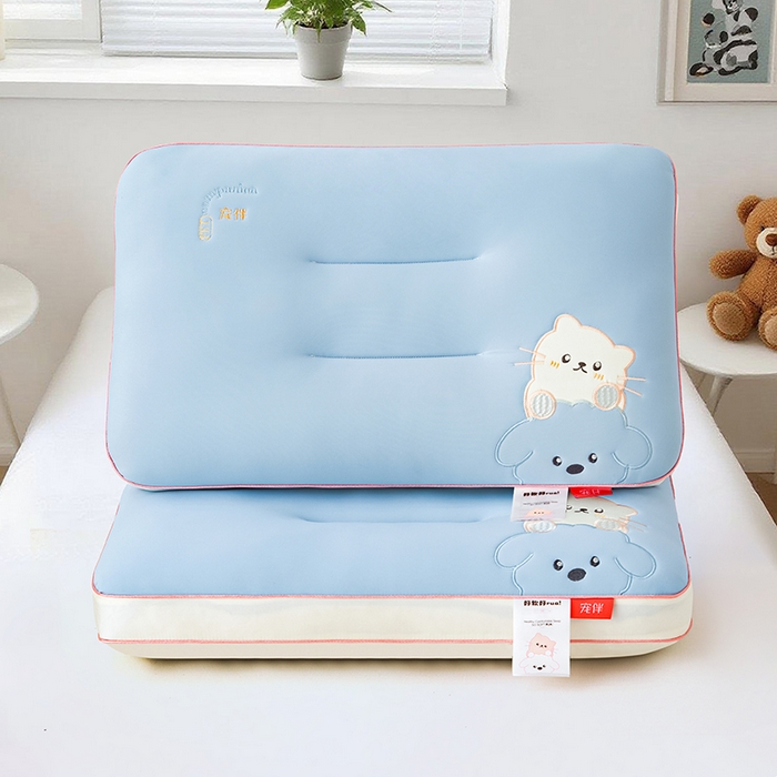 91家纺网 家纺一手货源 找家纺 织布人 2025新款枕芯A类裸感宠伴卡通幼儿园儿童枕头学生宿舍枕头枕芯 A类宠伴卡通枕-天蓝 30x50cm/对