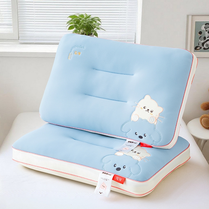 91家纺网 家纺一手货源 找家纺 织布人 2025新款枕芯A类裸感宠伴卡通幼儿园儿童枕头学生宿舍枕头枕芯 A类宠伴卡通枕-天蓝 30x50cm/对