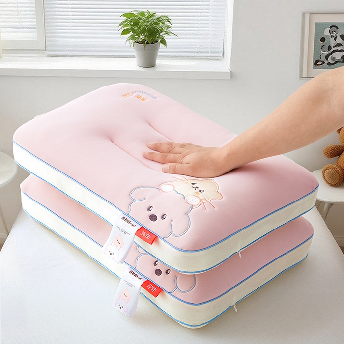 91家纺网 家纺一手货源 找家纺 织布人 2025新款枕芯A类裸感宠伴卡通幼儿园儿童枕头学生宿舍枕头枕芯 A类宠伴卡通枕-粉色 40x60cm/对