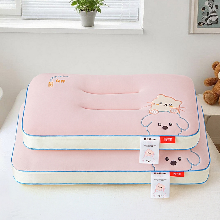 91家纺网 家纺一手货源 找家纺 织布人 2025新款枕芯A类裸感宠伴卡通幼儿园儿童枕头学生宿舍枕头枕芯 A类宠伴卡通枕-粉色 40x60cm/对