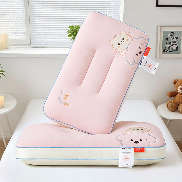 91家纺网 家纺一手货源 找家纺 织布人 2025新款枕芯A类裸感宠伴卡通幼儿园儿童枕头学生宿舍枕头枕芯 A类宠伴卡通枕-粉色 40x60cm/对